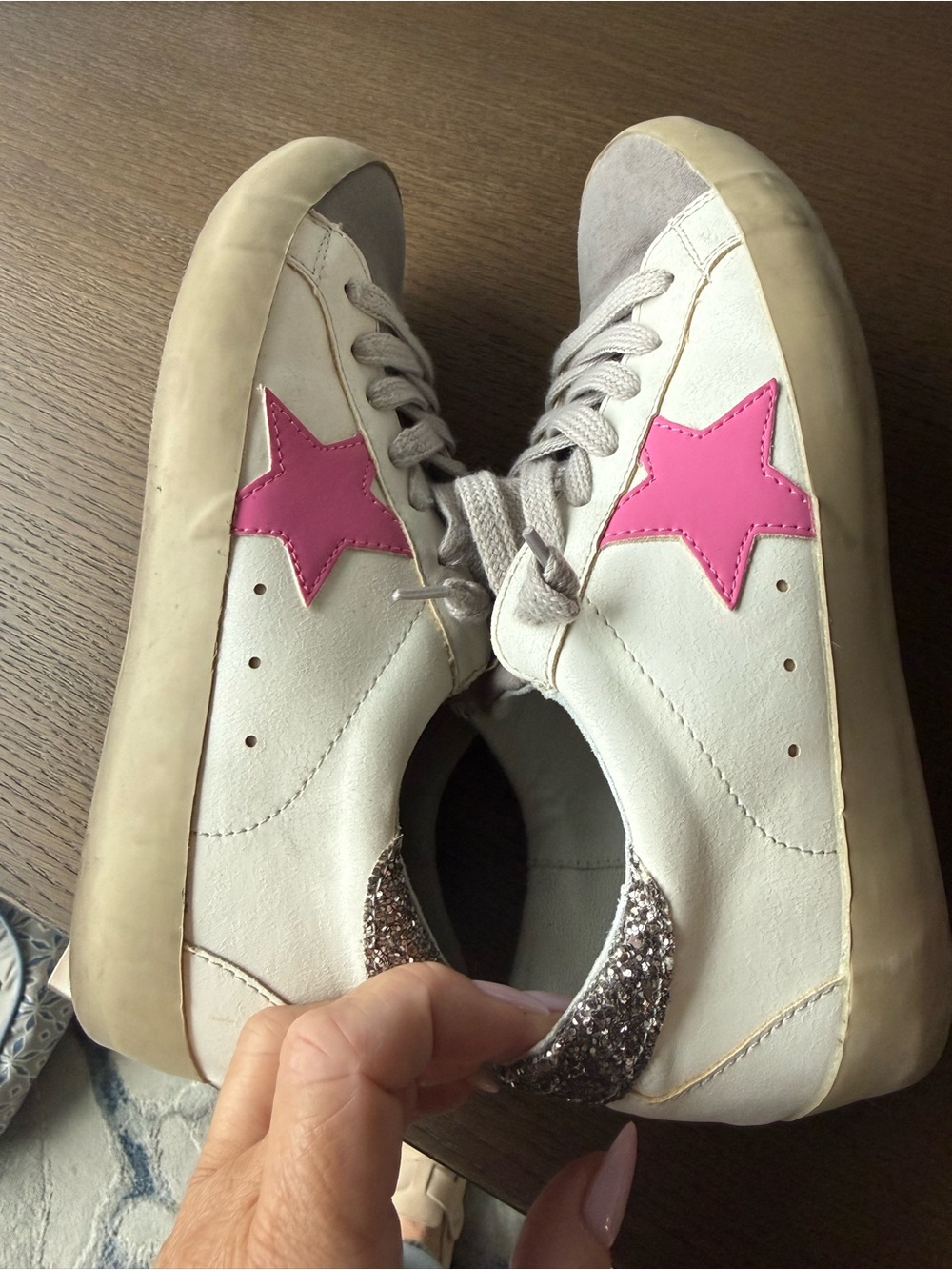 ShuShop Sneakers with Pink Star and Glitter Heel